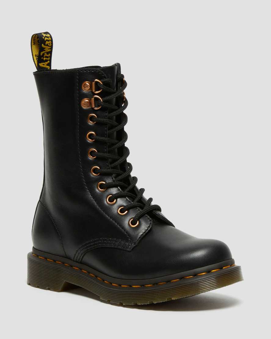 Dr. Martens 1490 Rose Gold Hardware Lær Original Støvler Dame Svart [0784HVAZQ]